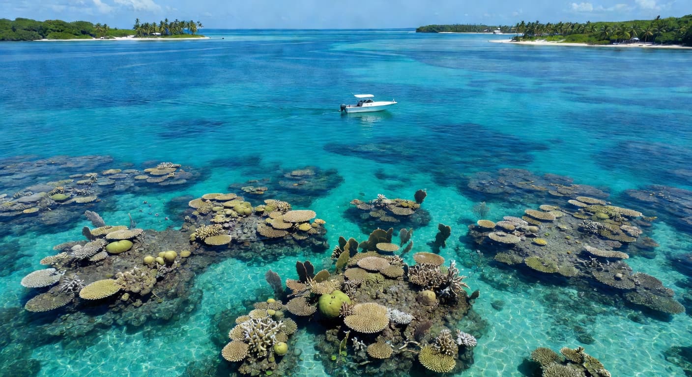 Turquoise Caribbean waters from above