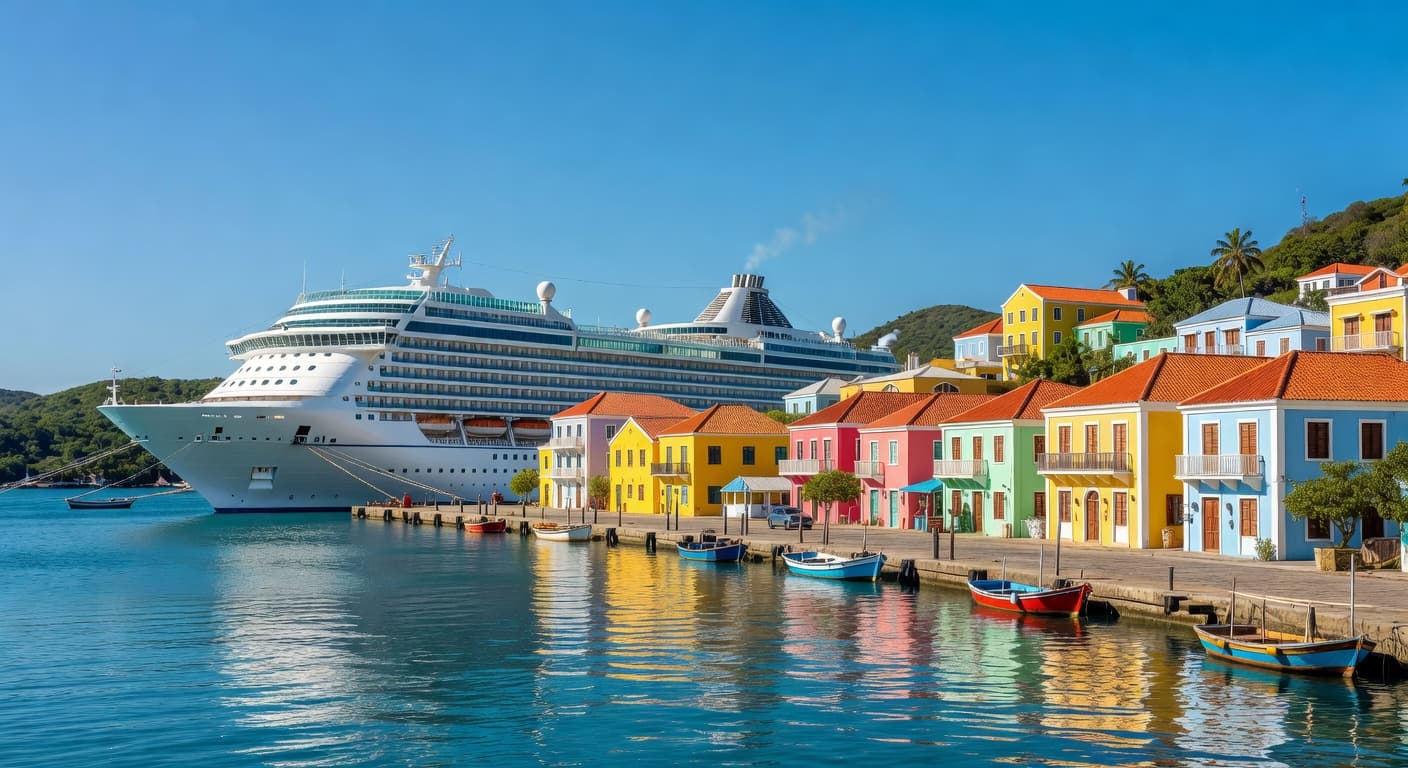Cruise ship docked at St. George's port in Grenada