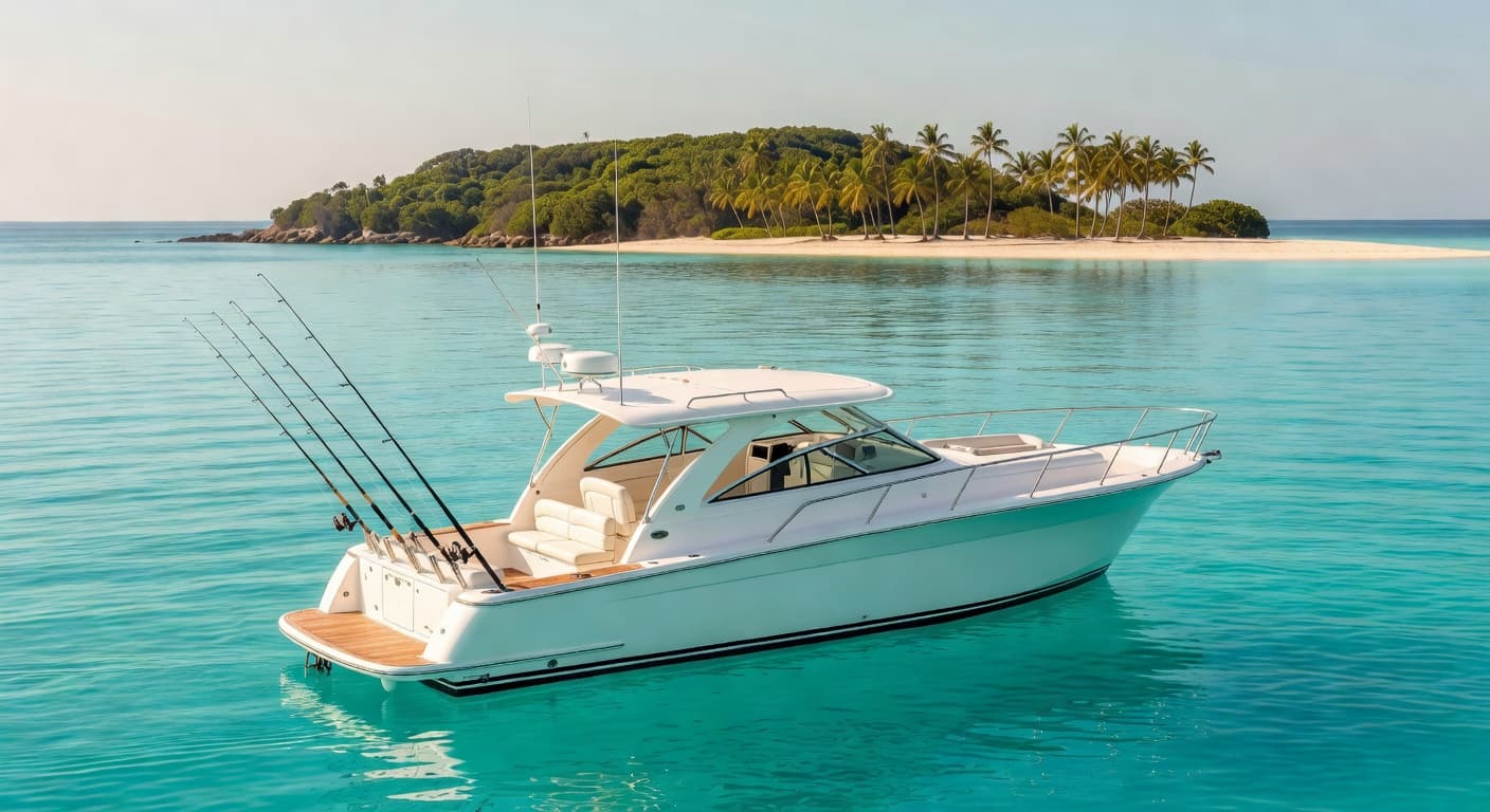 Private charter boat on calm Caribbean waters near Grenada