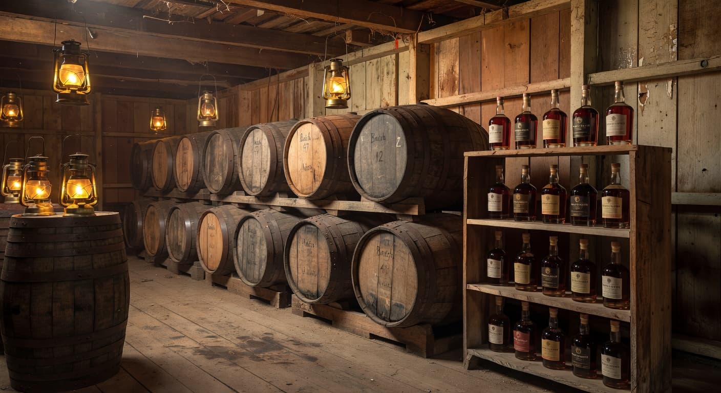 Aged rum barrels at a Grenadian distillery