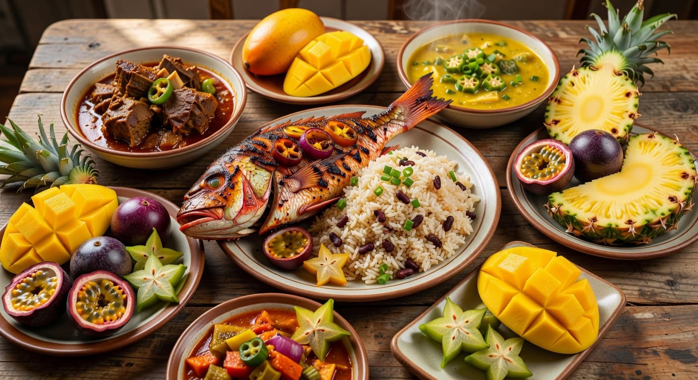 Traditional Grenadian oil down dish with local spices